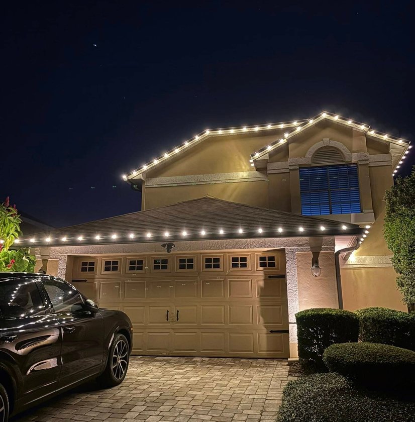 House exterior lighting at night