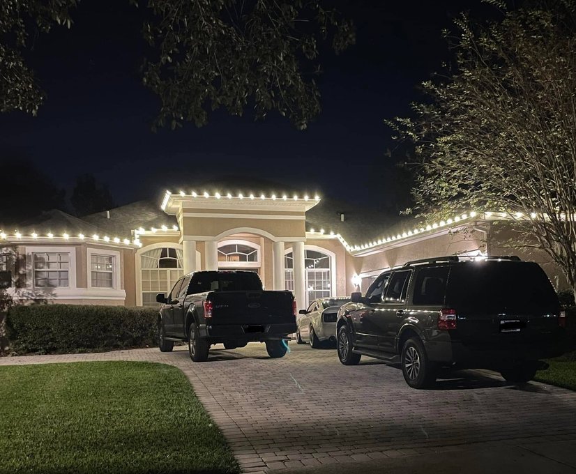 House illuminated with professional outdoor lighting